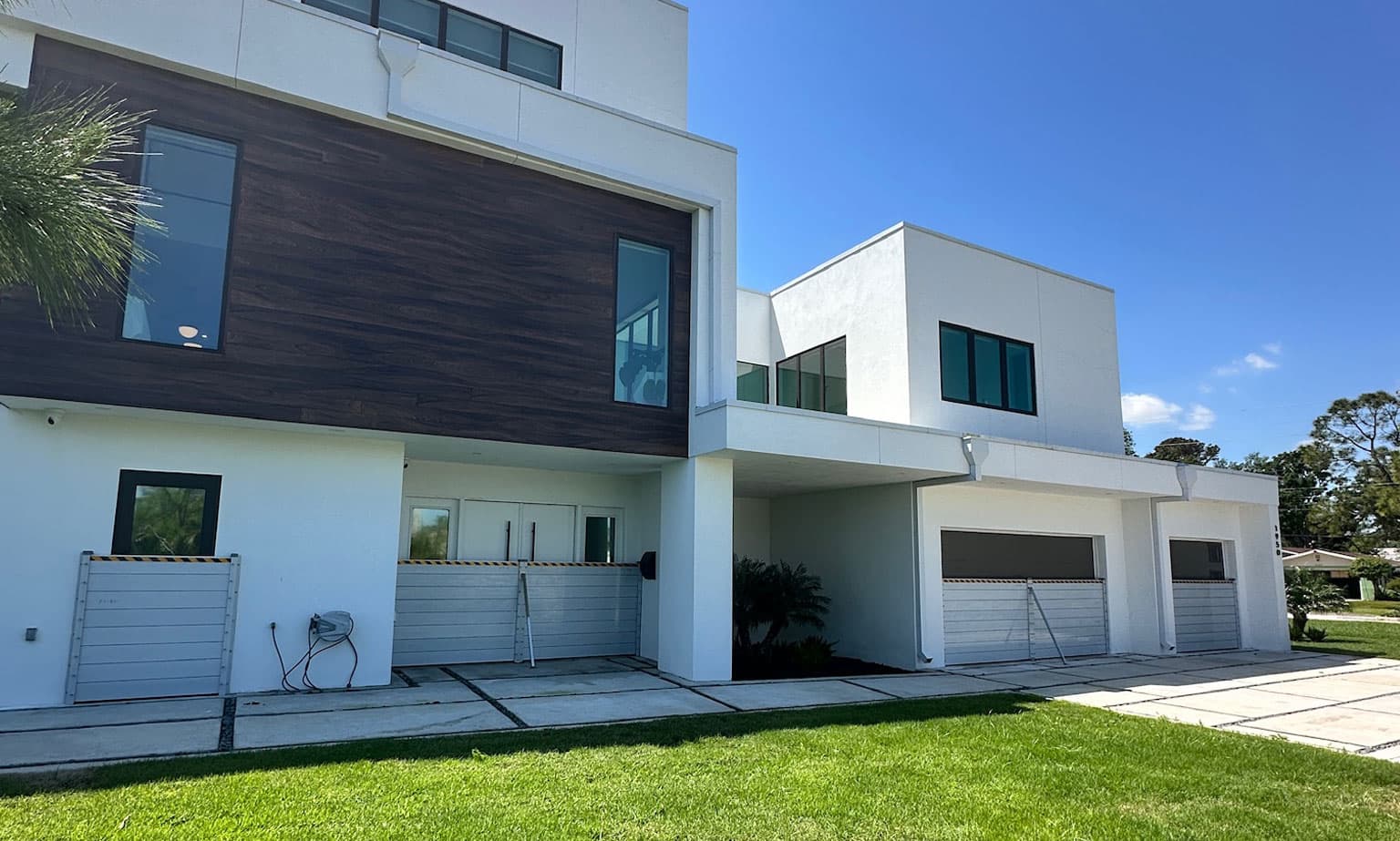 HydroDam aluminum flood barrier system installed at a Pinellas County property